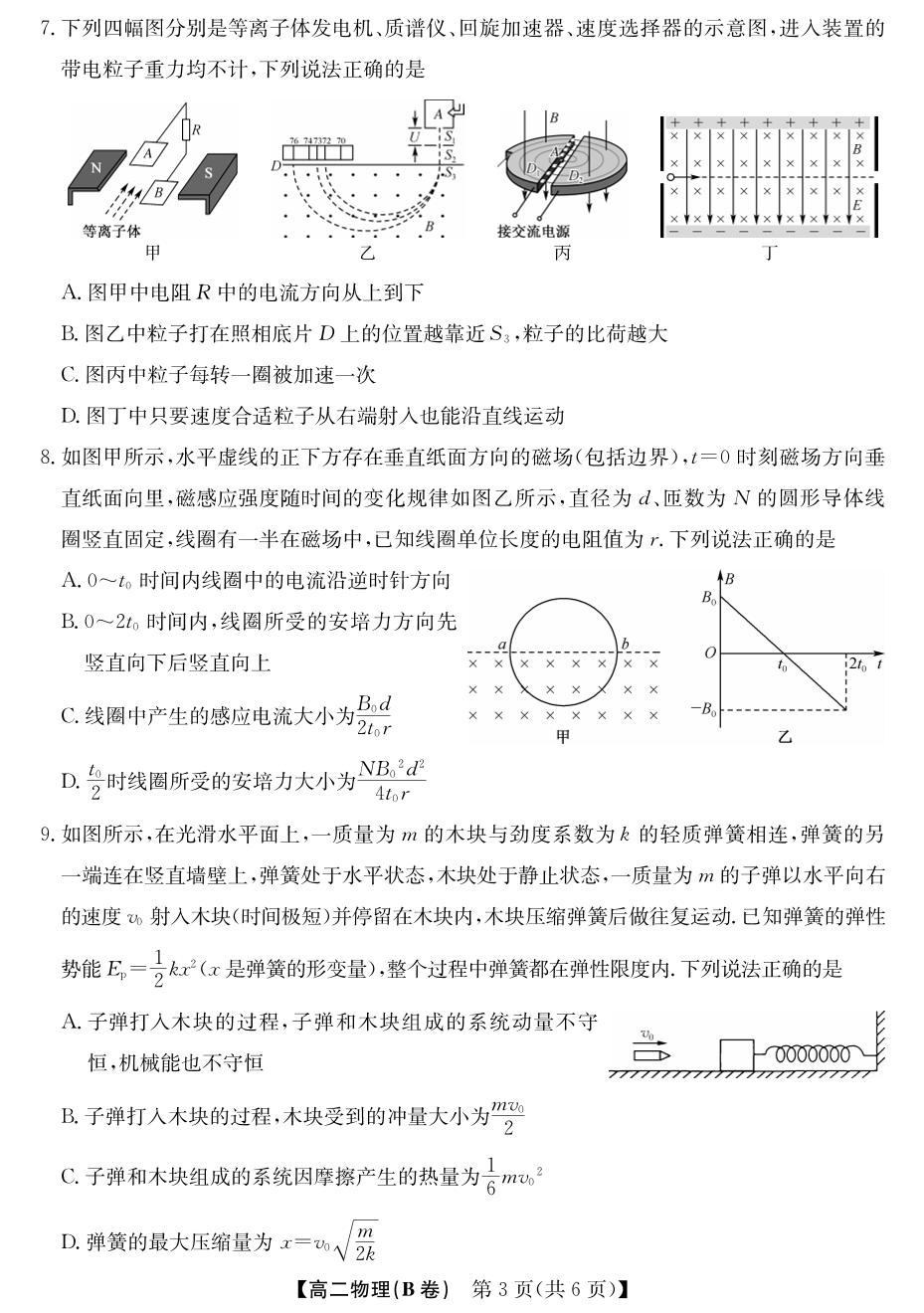 安徽六安市毛坦厂中学东部新城校区2025-2026学年高二下学期期中物理试题（B卷）