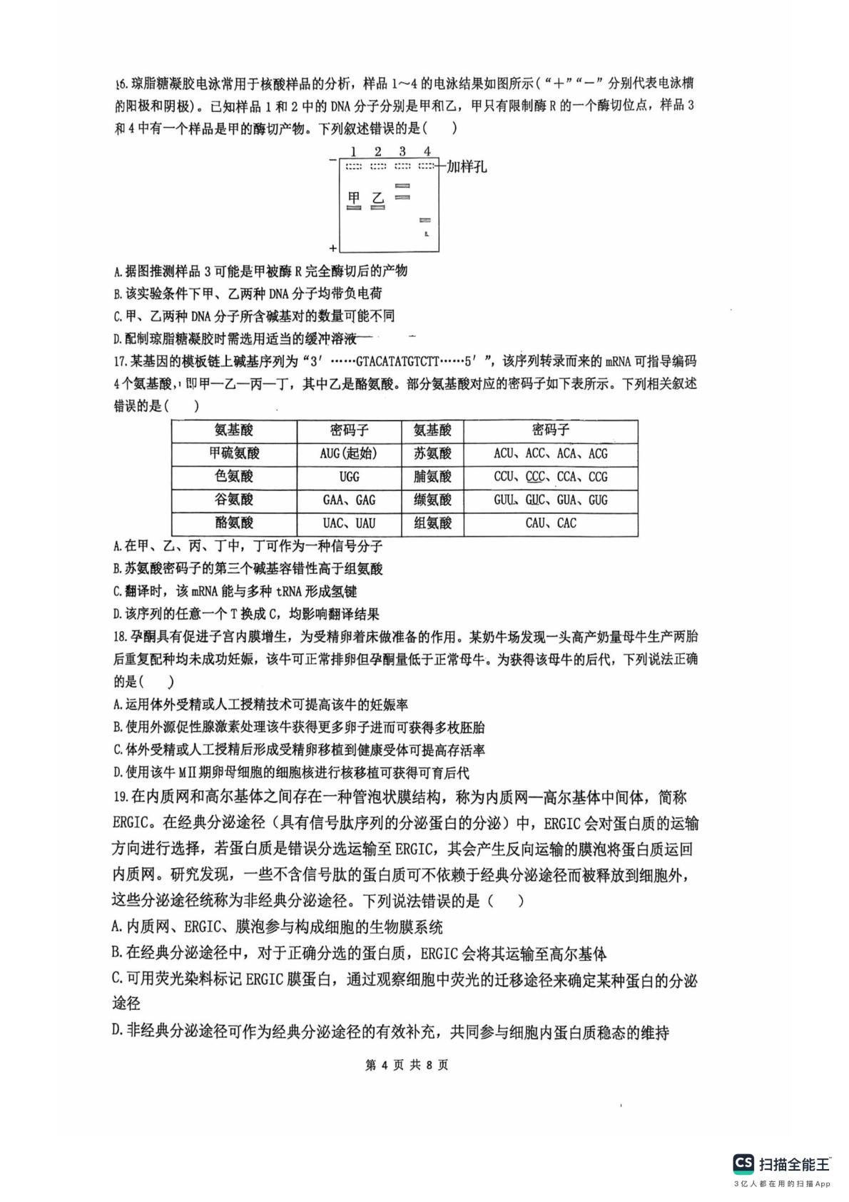 安徽阜阳三中2025-2026学年高二年级下学期期中考试生物学试题