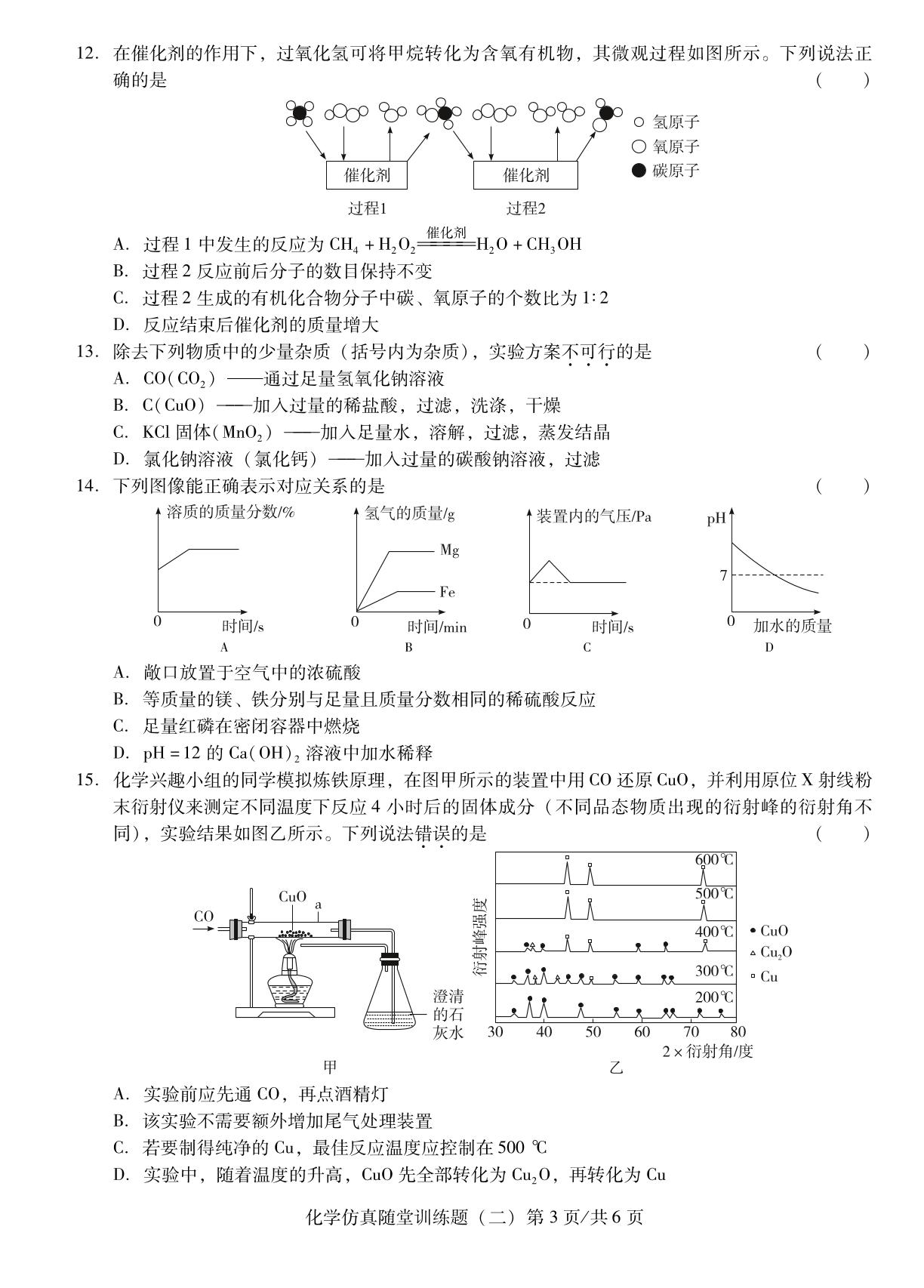 化学仿真随堂训练题(二)-【中考备考卷】2026年广东中考仿真卷
