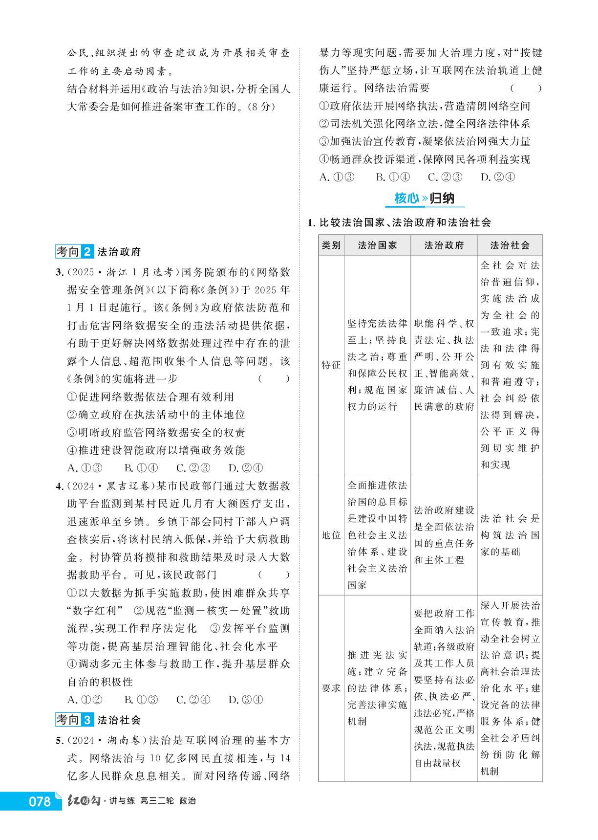 大单元6 贯彻基本方略——全面依法治国-【红对勾讲与练】2026年高考政治二轮复习讲义