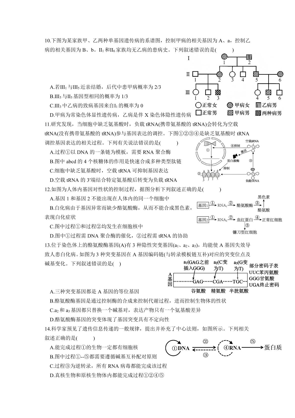 广东深圳市曙光中学等校惠州中学2025-2026学年高二年级第二学期期中考试 生物学