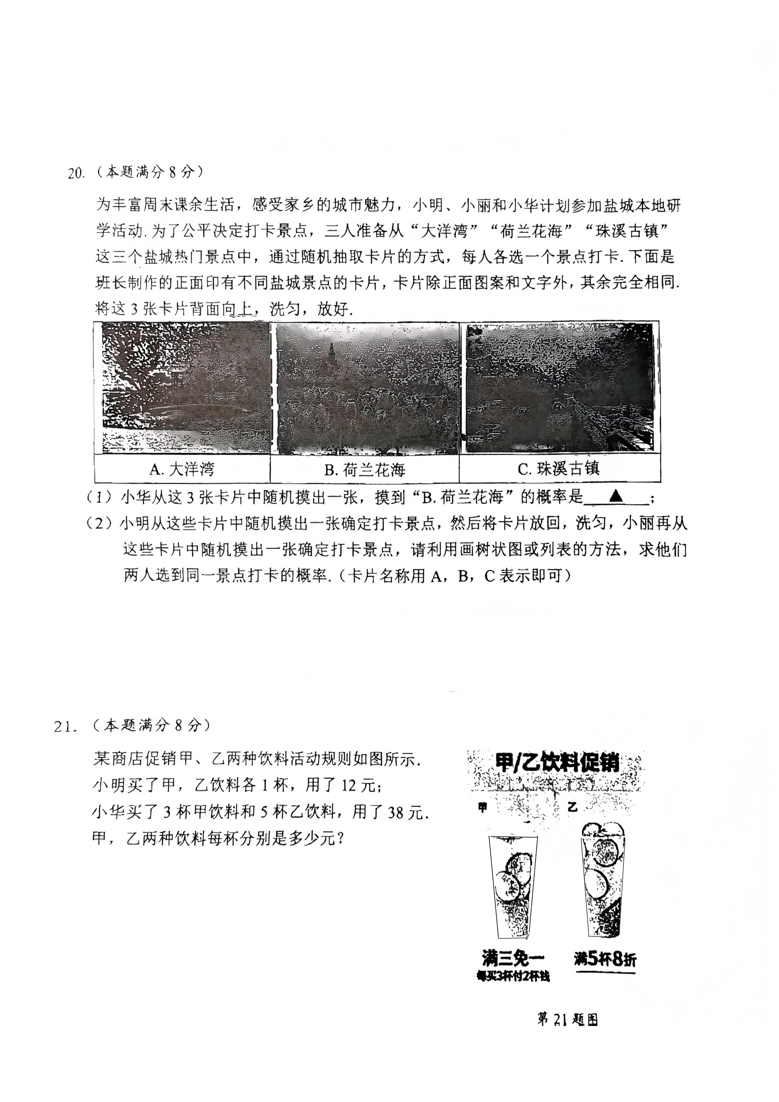 2026年江苏省盐城市鹿鸣路等两校九年级中考一模数学试题