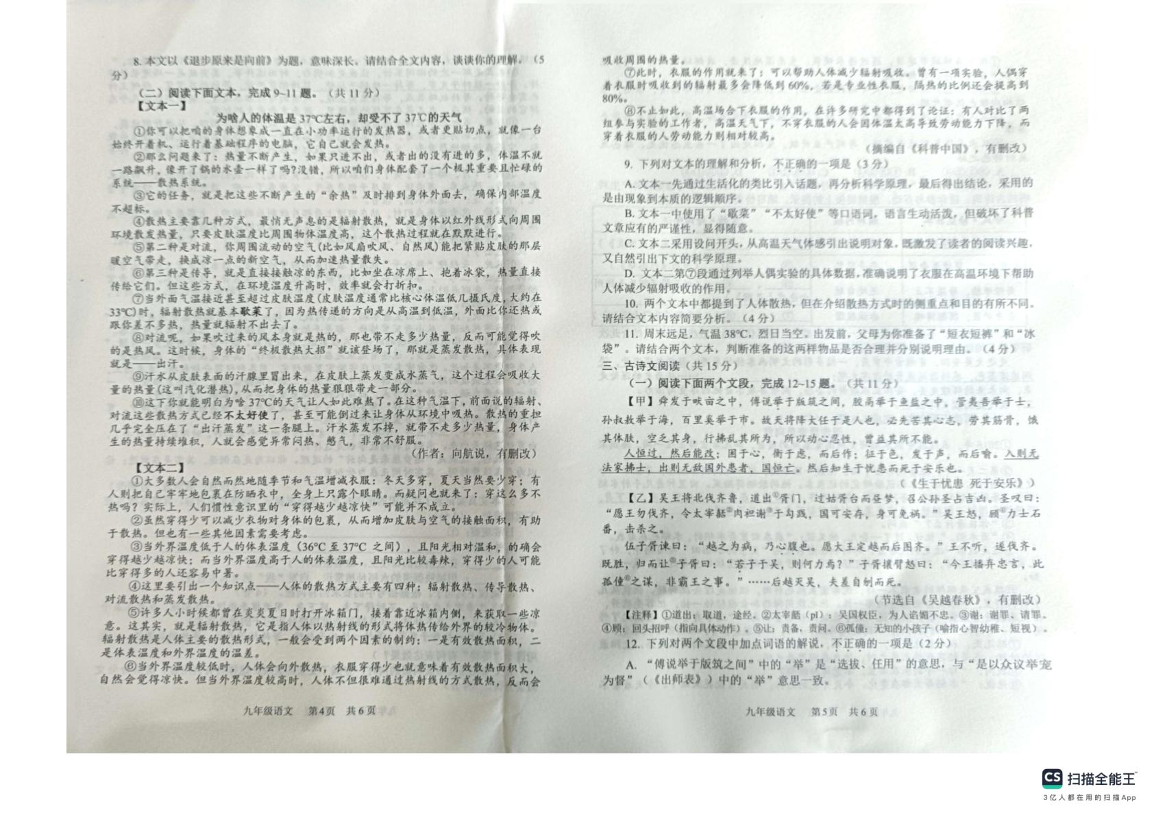 2026年河南省安阳市中考第二次学情调研语文试题
