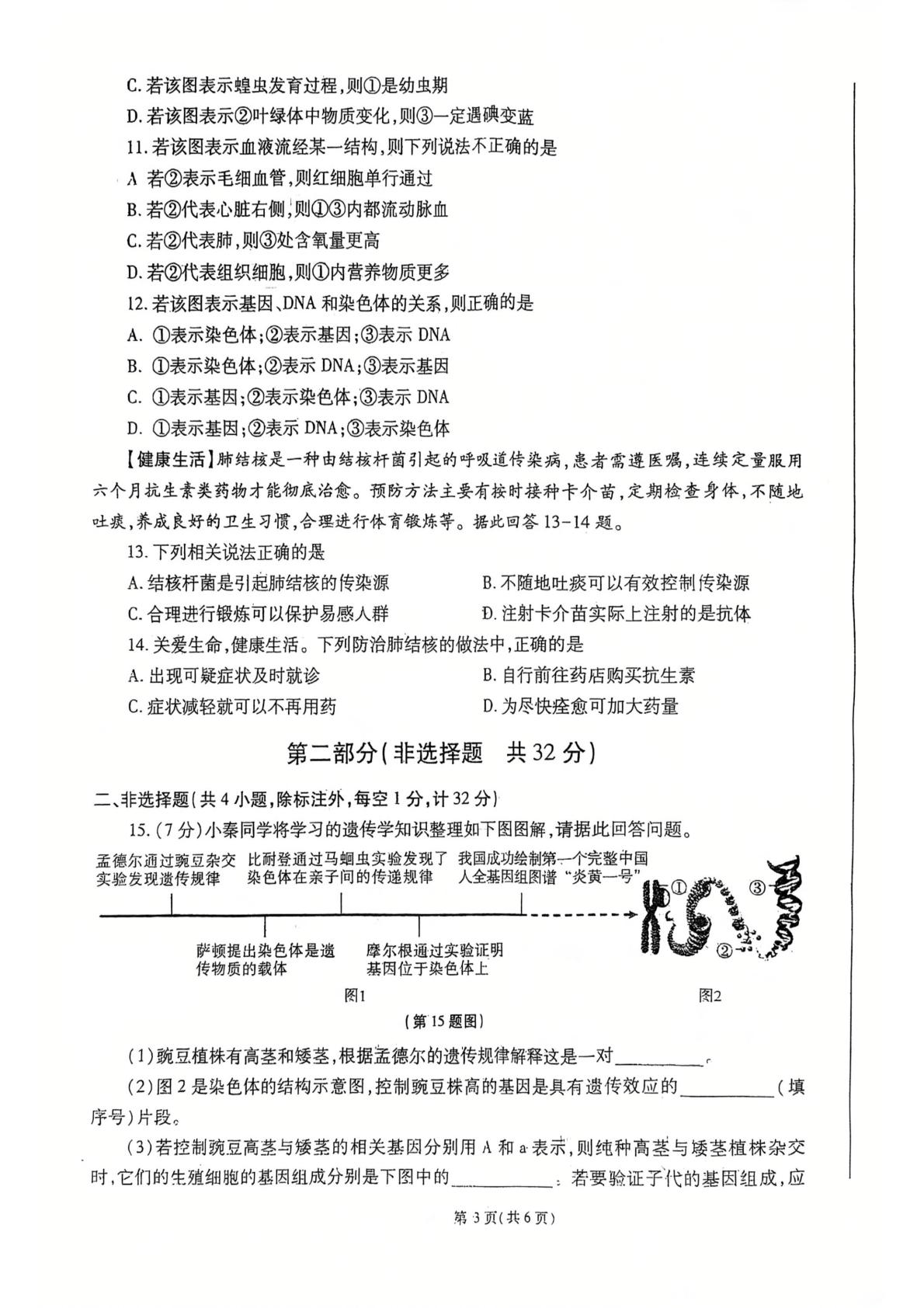 2026年陕西西安市高新区第三初级中学八年级第二次模考生物学