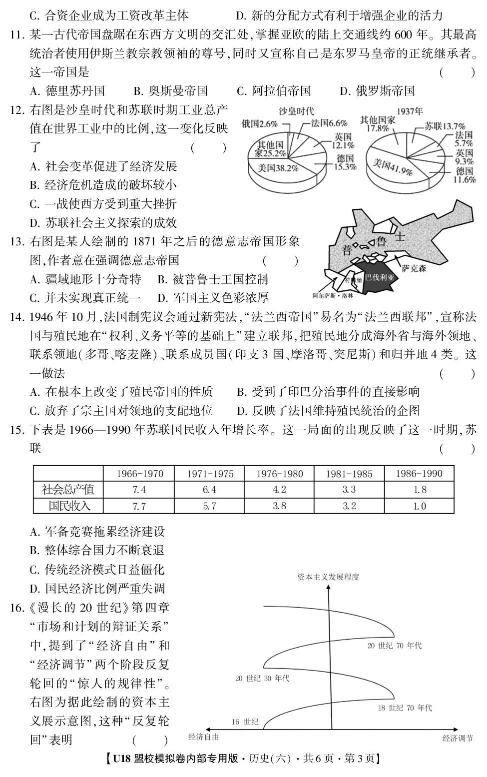 2026年高考押题冲刺卷·U18盟校模拟卷·历史6
