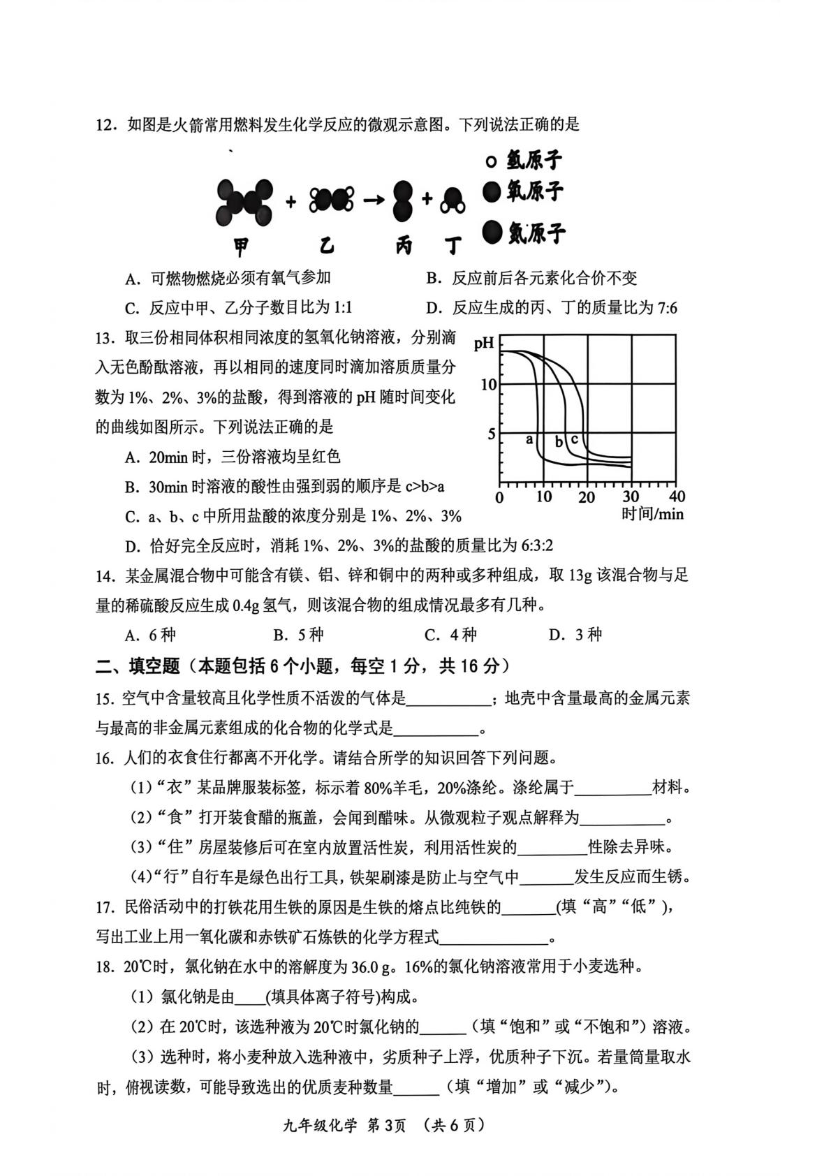 2026年河南商丘市中考二模化学试题