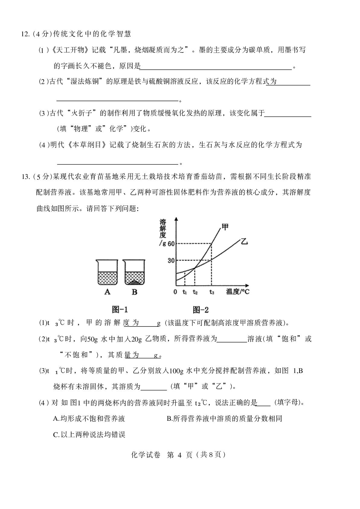 2026年河北邯郸市临漳县中考二模化学试题