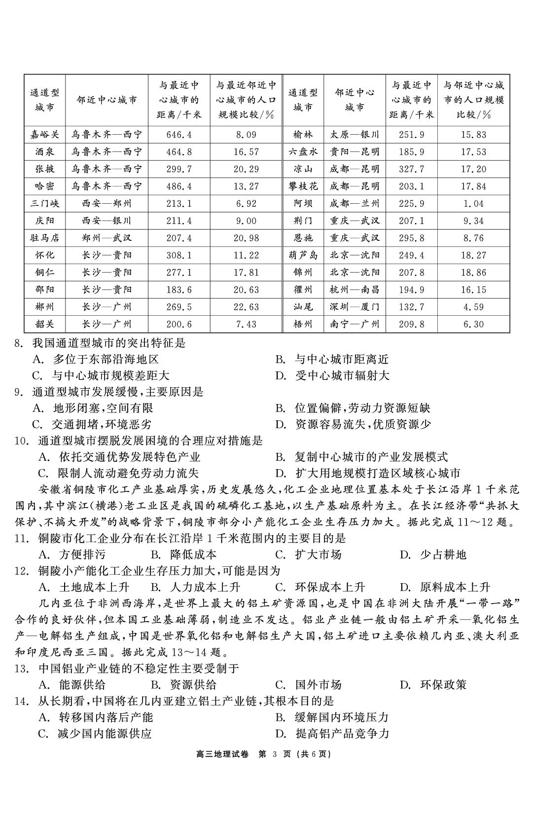 地理-2026年3月黑龙江省高三开学考试