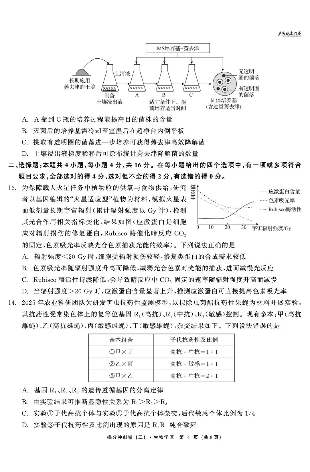 生物（三）-【鱼跃龙门卷】2026年高考提分冲刺卷（湖南专版）